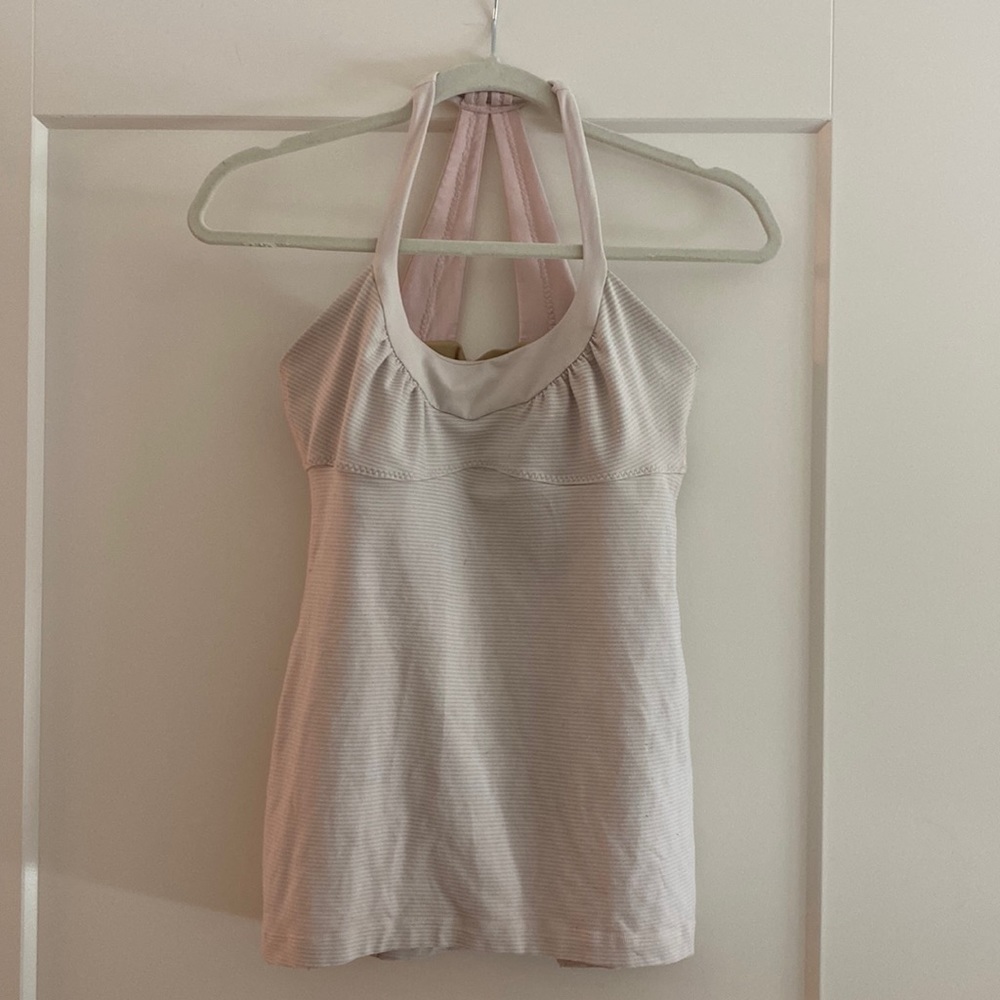 Lululemon workout top light pink inbuilt bra, size 8